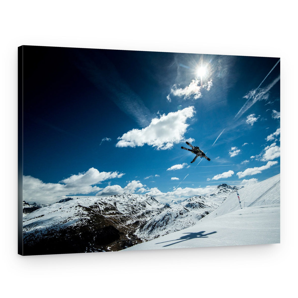 Skier High Above Mountains – Canvas Print