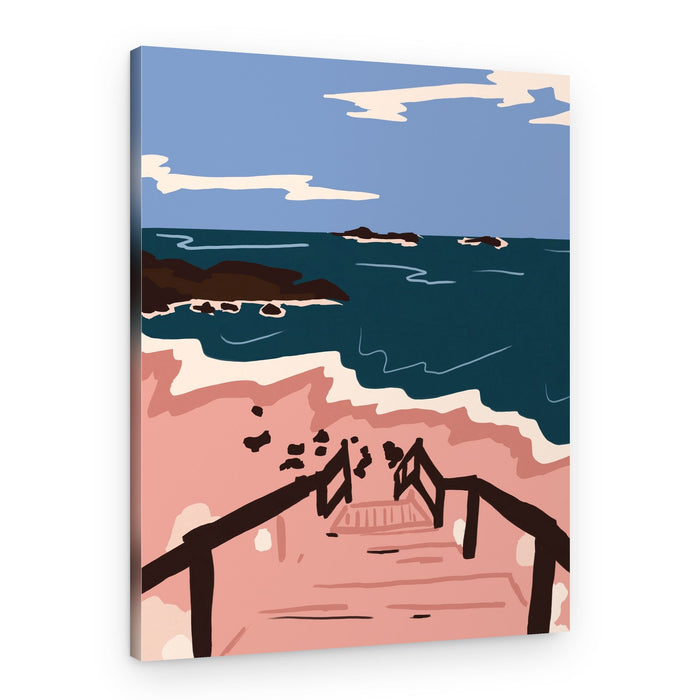 Coastal Stairs to Sand – Canvas Print