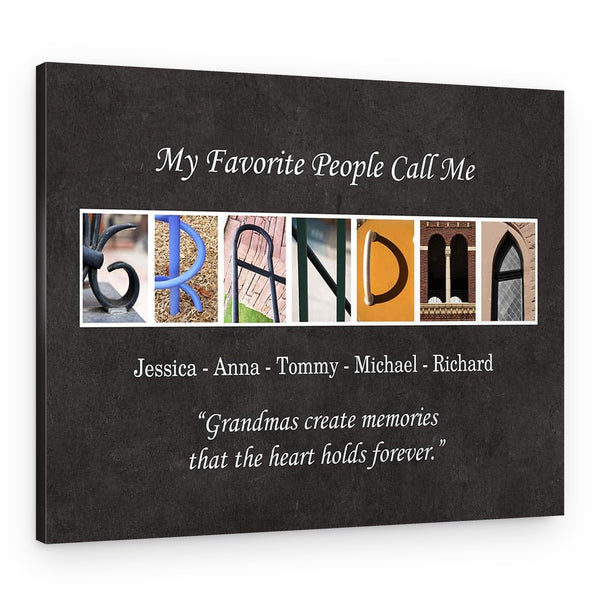 Grandma Letter Art Custom Canvas Print