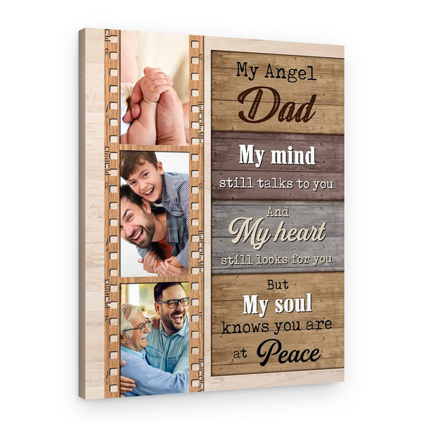 My Angel Dad My Mind Still Talks to You Custom Photo Canvas Print