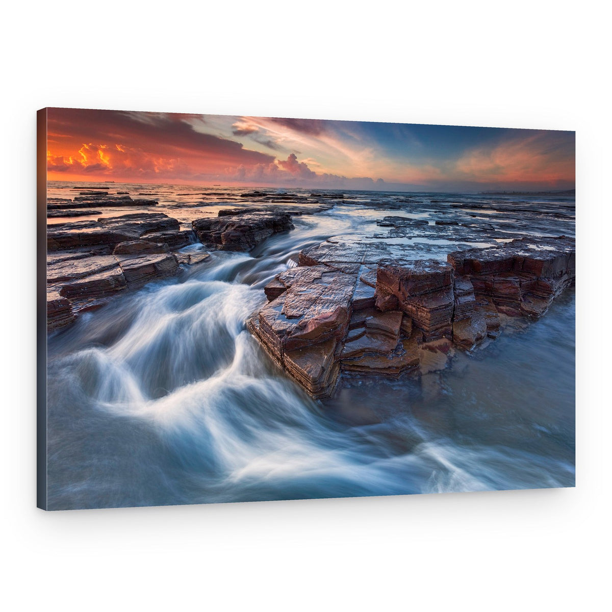 Vibrant Flowing Ocean Sunset – Canvas Print