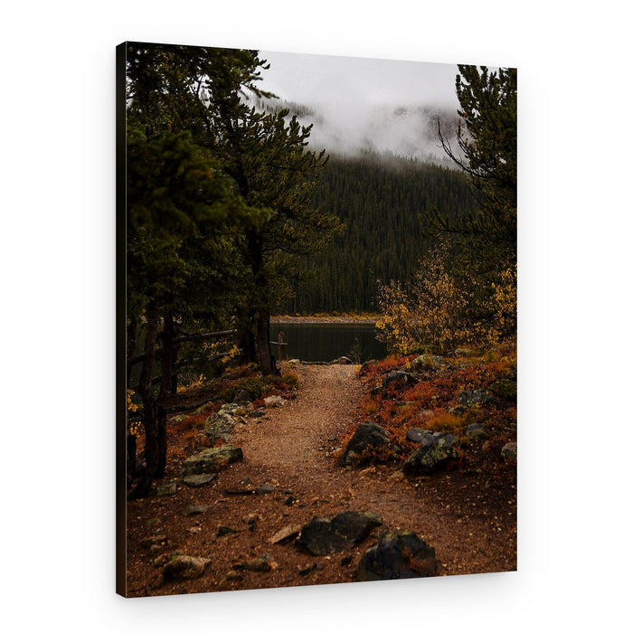 Misty Mountain Lake Path – Canvas Print