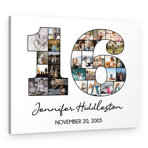 16th Birthday Photo Collage Canvas Print – Canvas Print – Design A