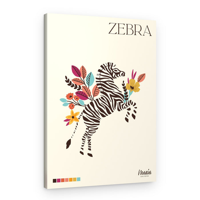 Rearing Floral Zebra – Canvas Print