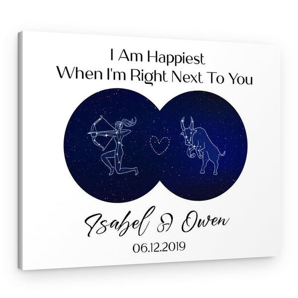 Zodiac Signs Constellation Custom Couple Canvas Print