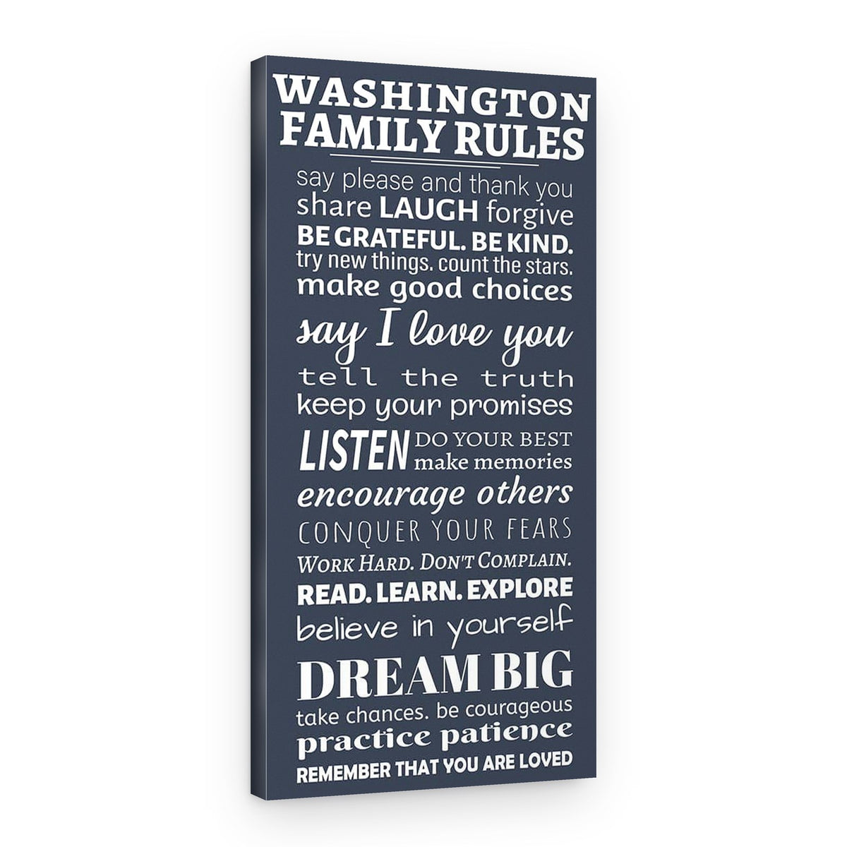 Family Rules Canvas Wall Art – Say Please And Thank You – Canvas Print