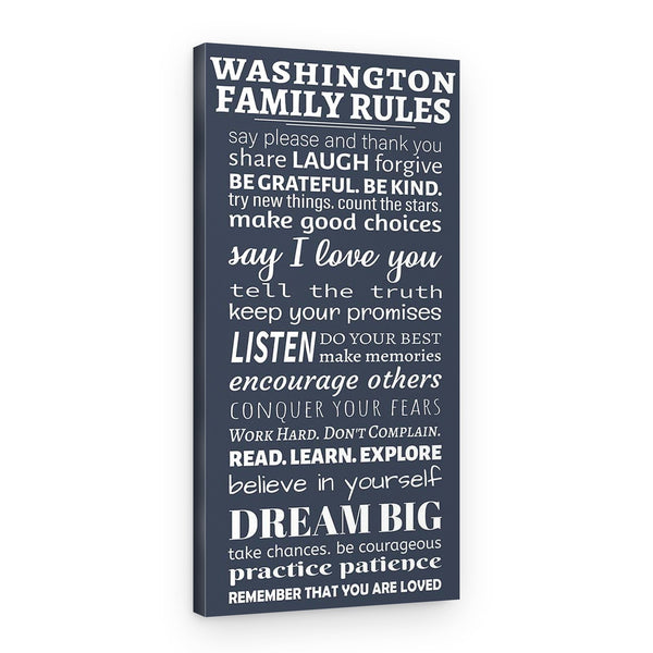 Family Rules Canvas Wall Art – Say Please And Thank You