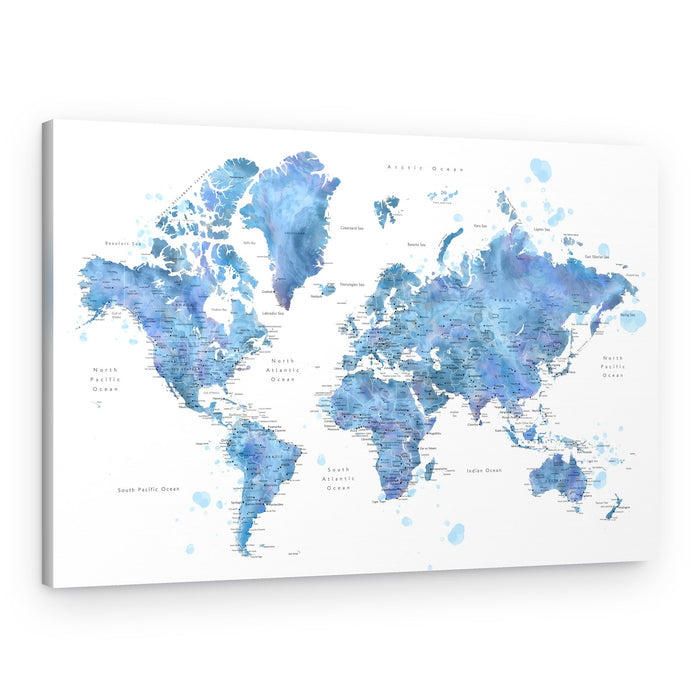 Abstract Blue World Map – Canvas Print