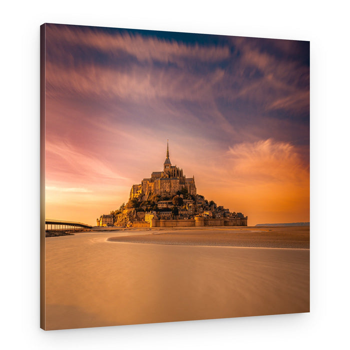 Mont Saint-Michel Sunset Glow – Canvas Print