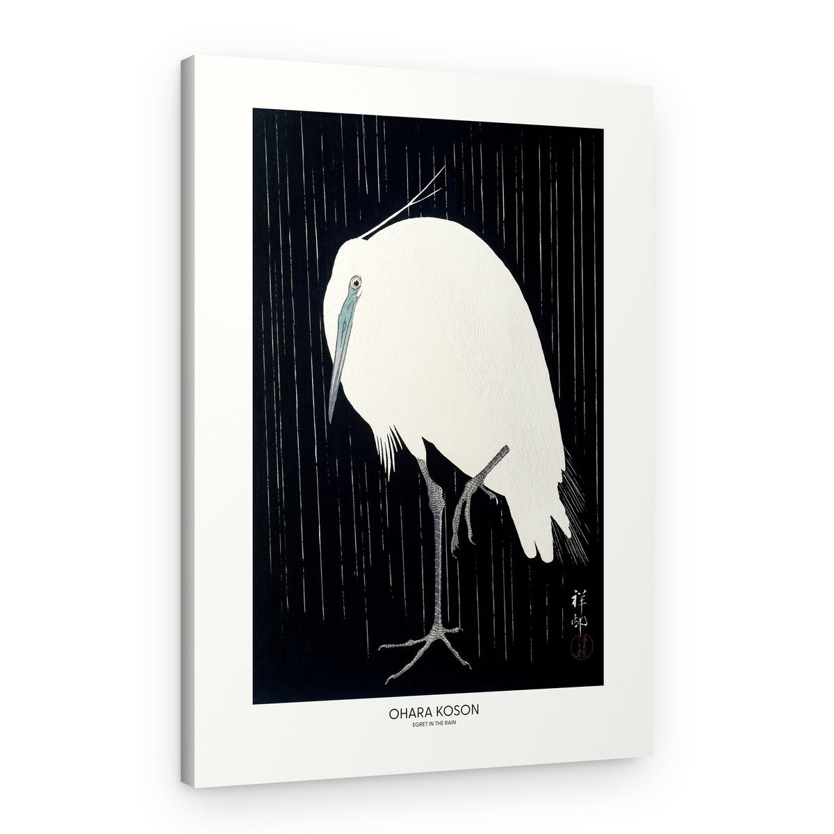 Egret In The Rain – Canvas Print