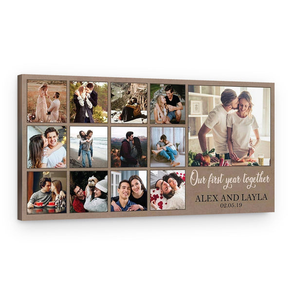 Our First Year Together Newlywed Custom Photo Collage Canvas Sign