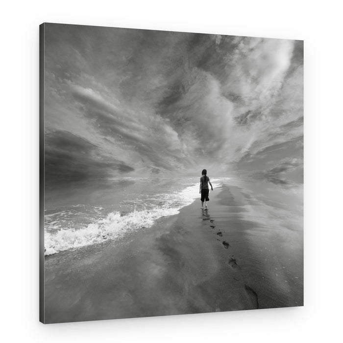 Child's Journey on Beach – Canvas Print