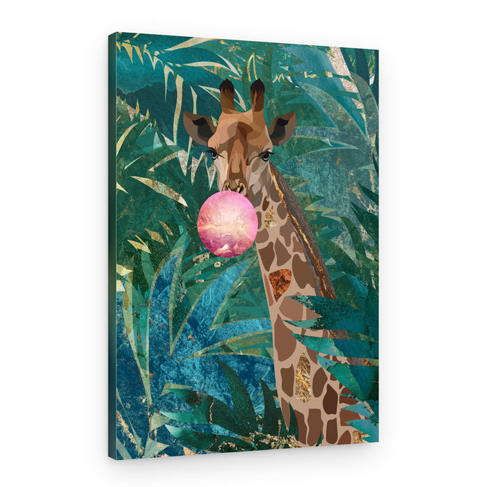 Playful Giraffe Bubblegum – Canvas Print