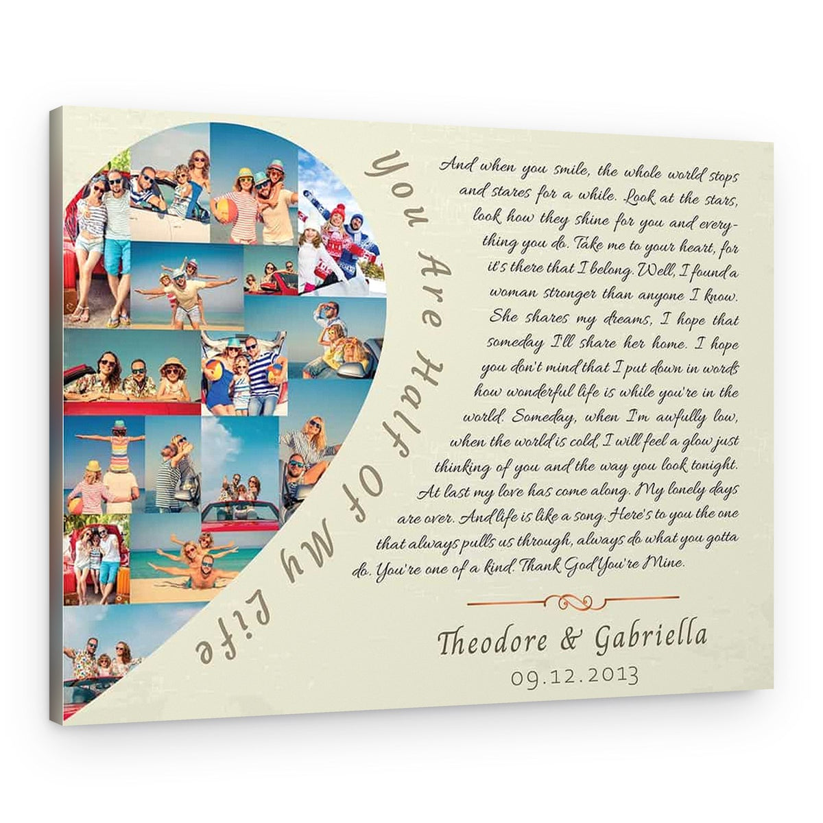 “You Are Half Of My Life” Custom Song Lyrics Photo Collage Canvas – Canvas Print