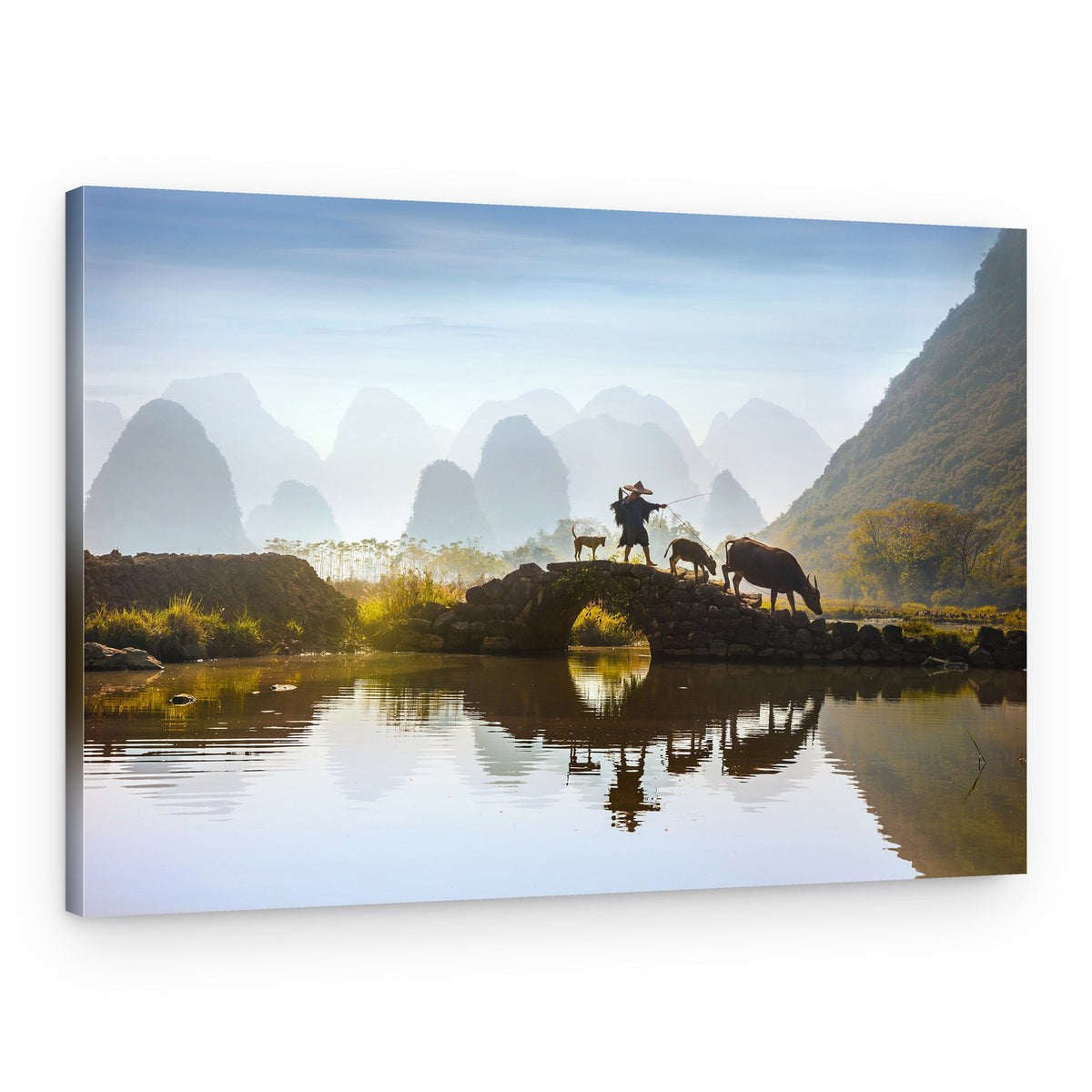 Misty Mountains Stone Bridge – Canvas Print