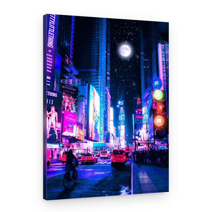 Neon City Moon Glow – Canvas Print