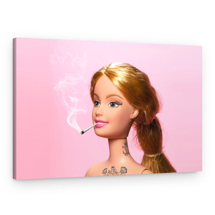 Rebel Doll Smoking – Canvas Print