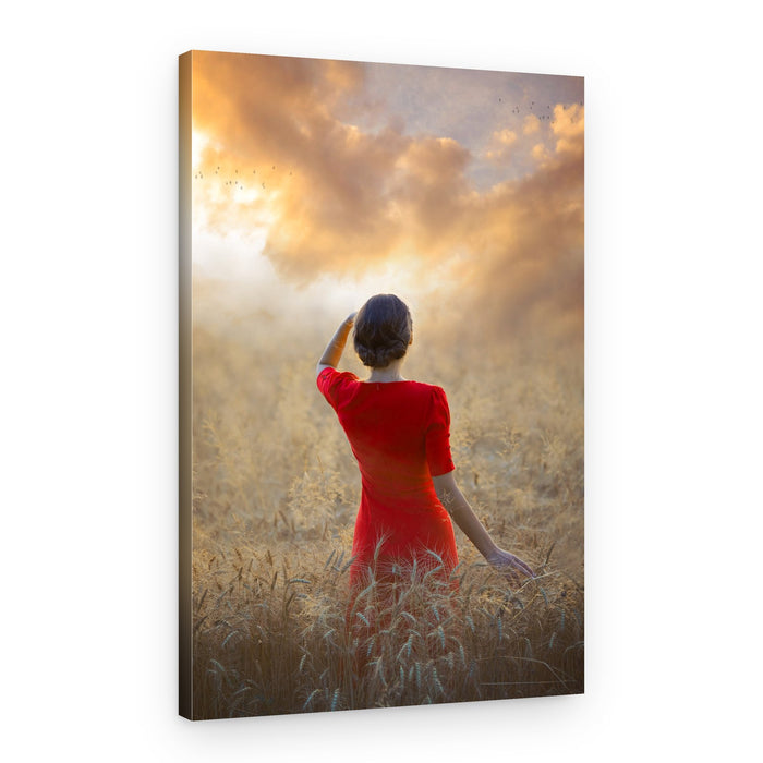 Woman In Golden Field – Canvas Print