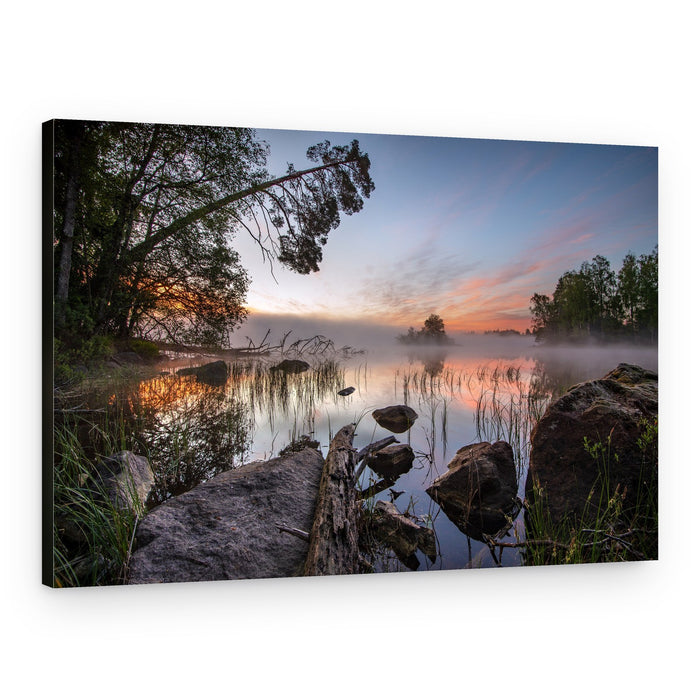Misty Lake Sunrise – Canvas Print