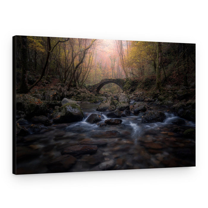 Autumn Forest Stone Bridge – Canvas Print