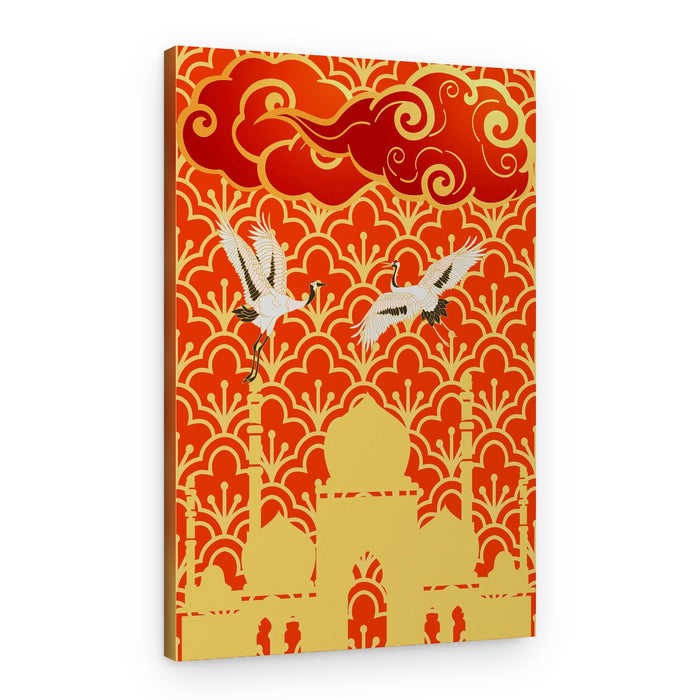 Cranes Over Taj Mahal – Canvas Print