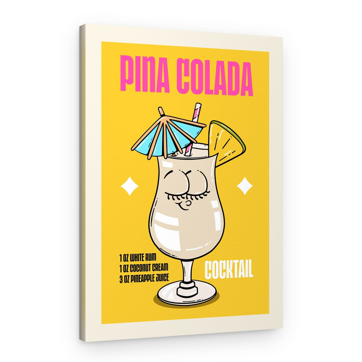 Happy Pina Colada Cocktail – Canvas Print