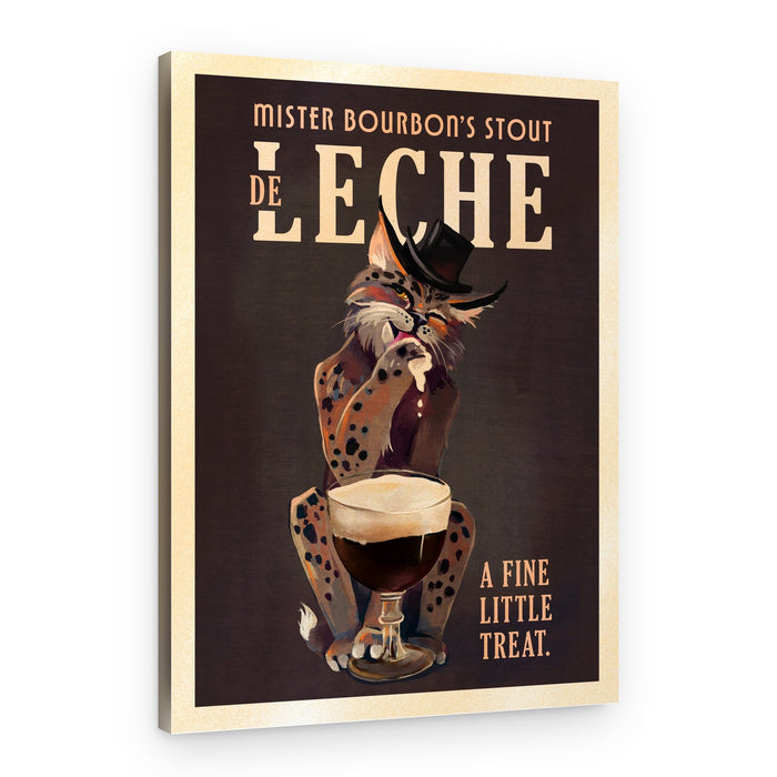 Bourbon De Leche Guinness Style Cat Art – Canvas Print