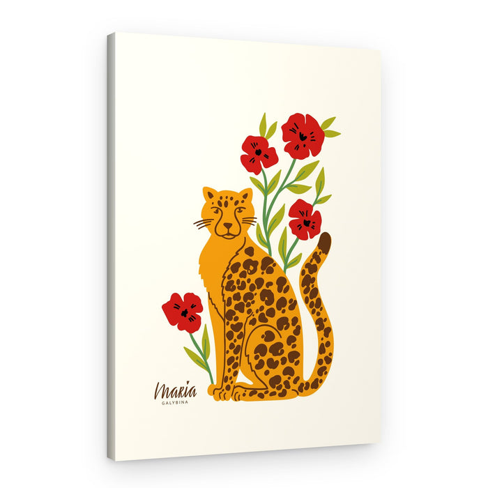 Leopard and Poppies – Canvas Print