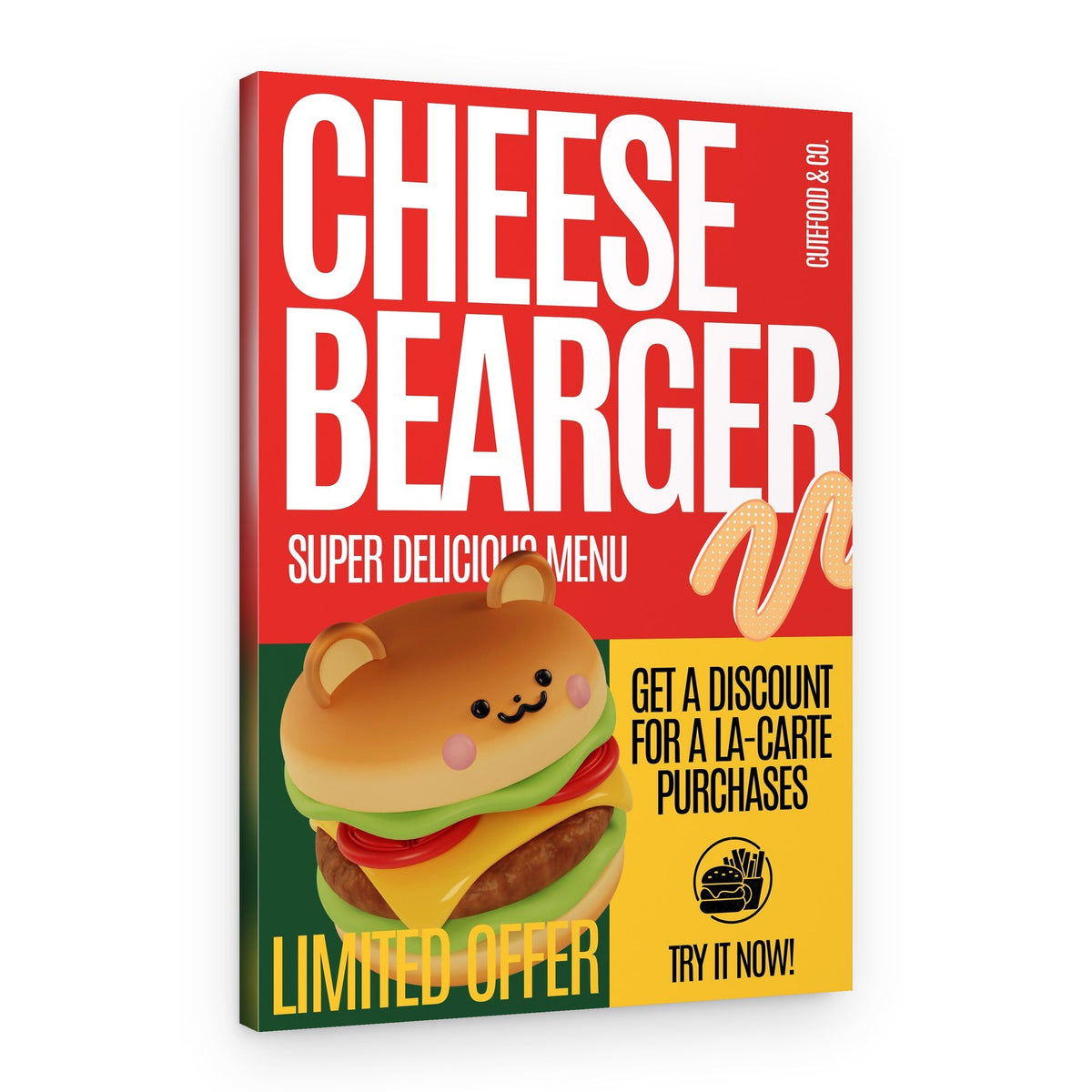Cute Bear Burger – Canvas Print