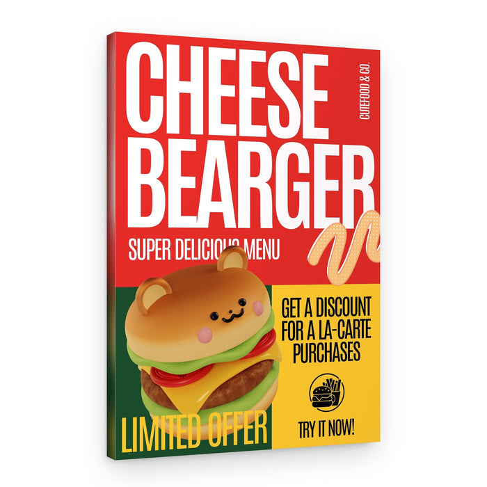 Cute Bear Burger – Canvas Print