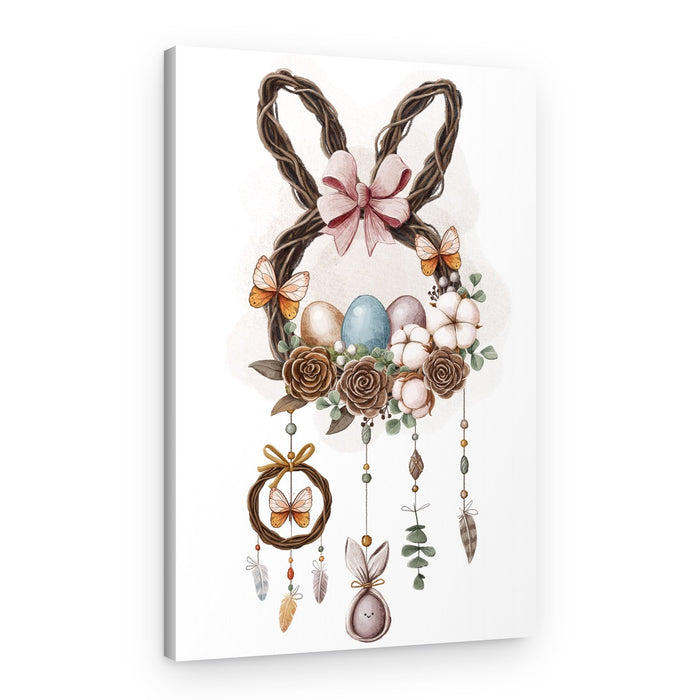 Easter Bunny Wreath Dreamcatcher – Canvas Print