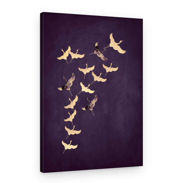 Golden Cranes Flight – Canvas Print