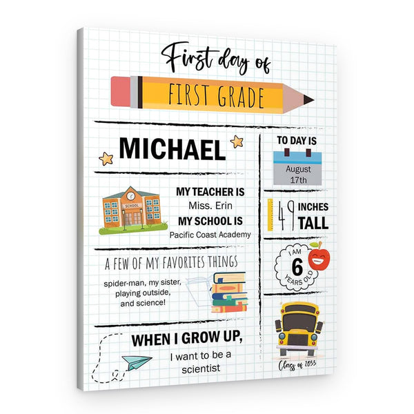 First Day of School Custom Canvas Print