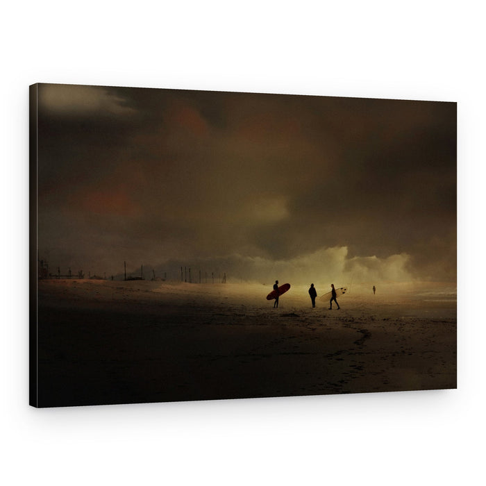 Surfers Dark Beach Waves – Canvas Print