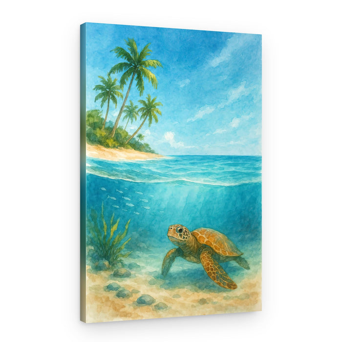 Tropical Sea Turtle View – Canvas Print