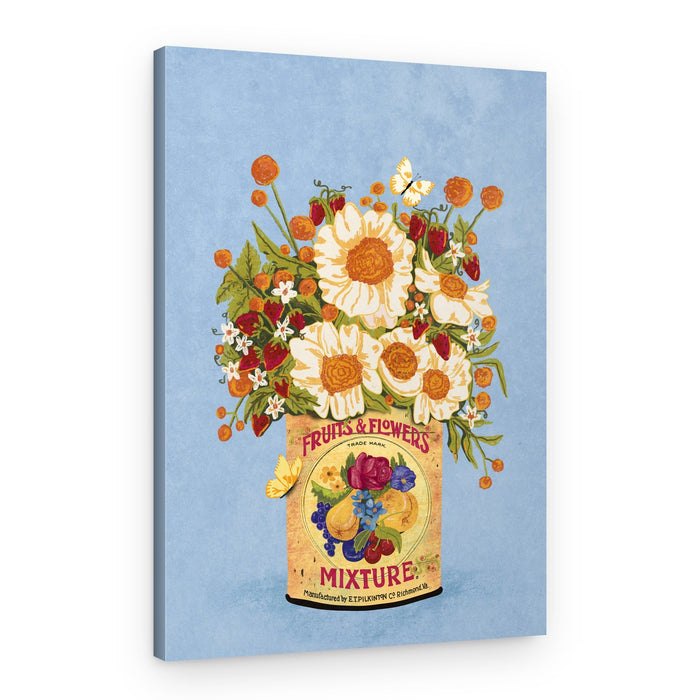 Flowers In a Vintage Tea Can – Canvas Print