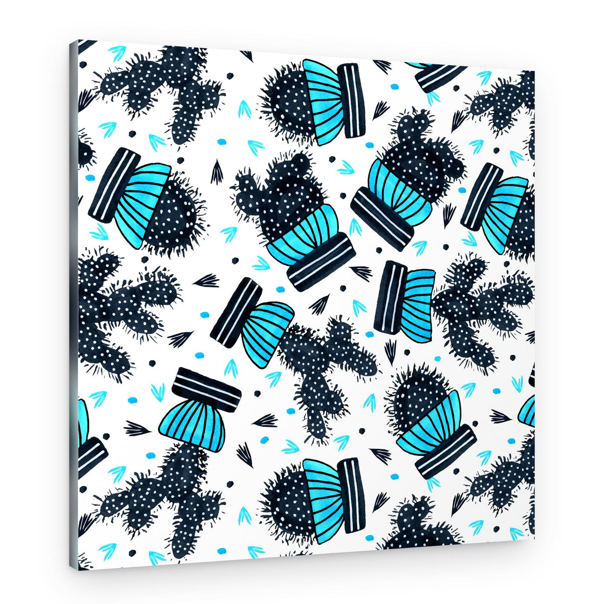 Blue Cacti Pattern – Canvas Print