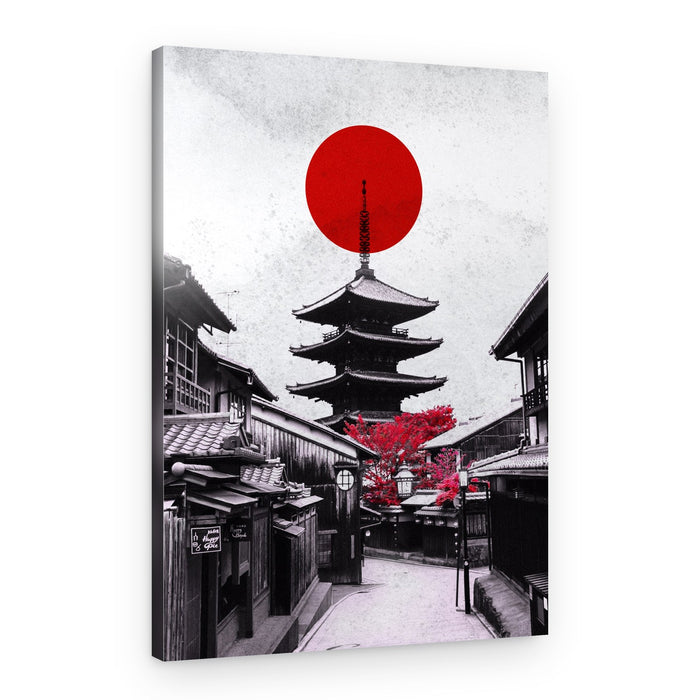 Kyoto Pagoda Red Sun – Canvas Print