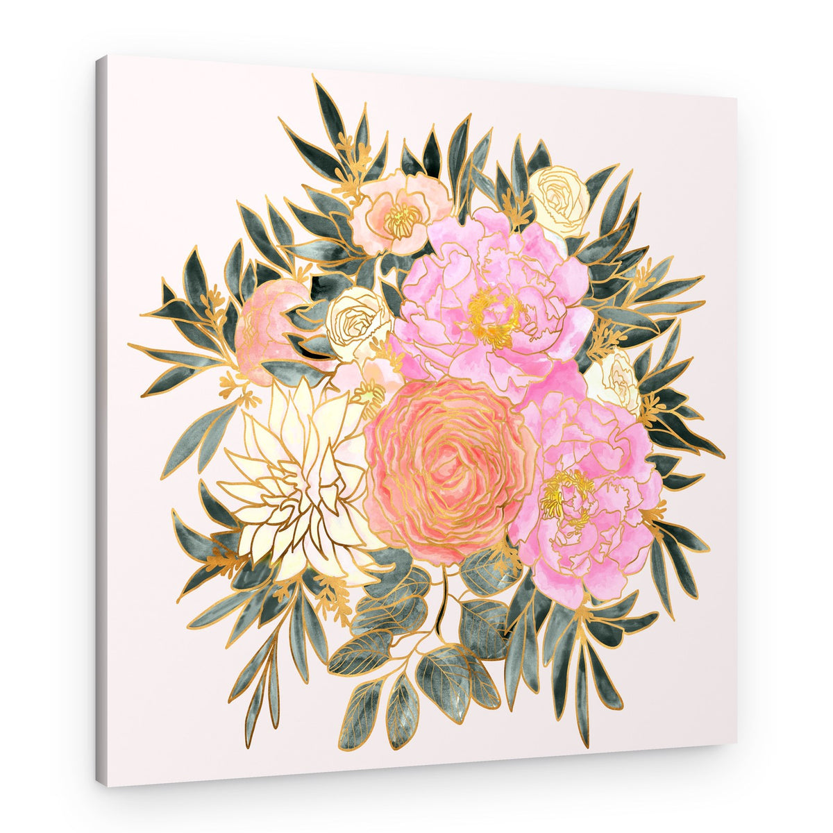 Blush Pink Peony Bouquet – Canvas Print