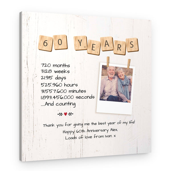60 Year Anniversary Custom Polaroid Photo Canvas