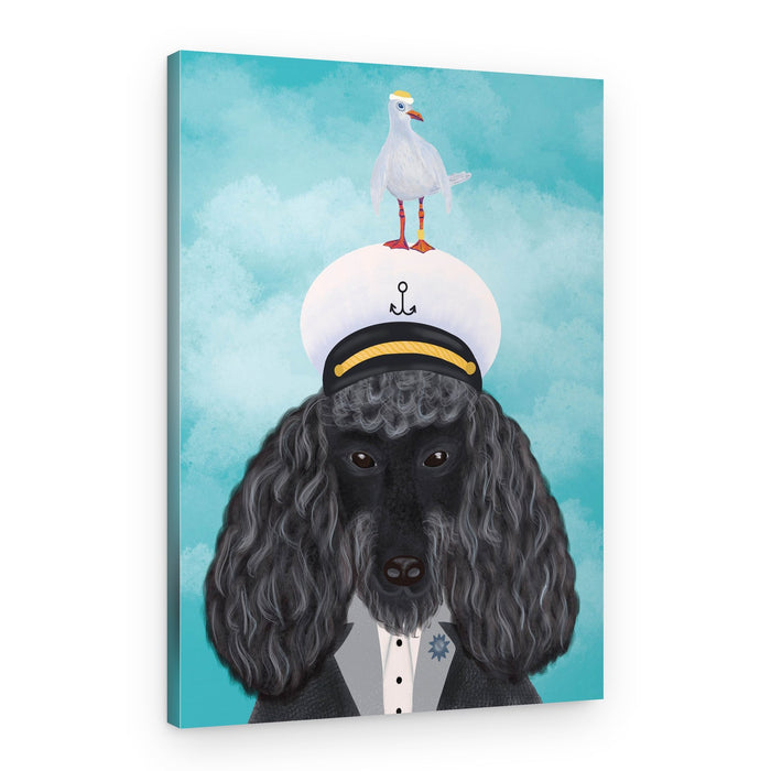 Captain Poodle And Seagull – Canvas Print