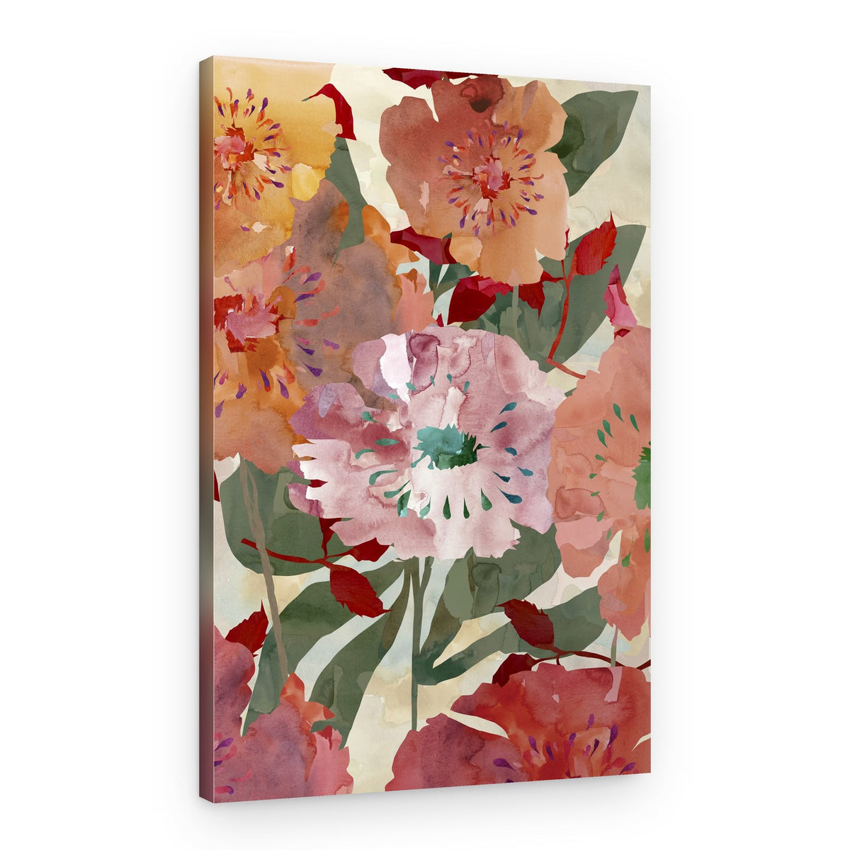 Colorful Watercolor Blooms – Canvas Print