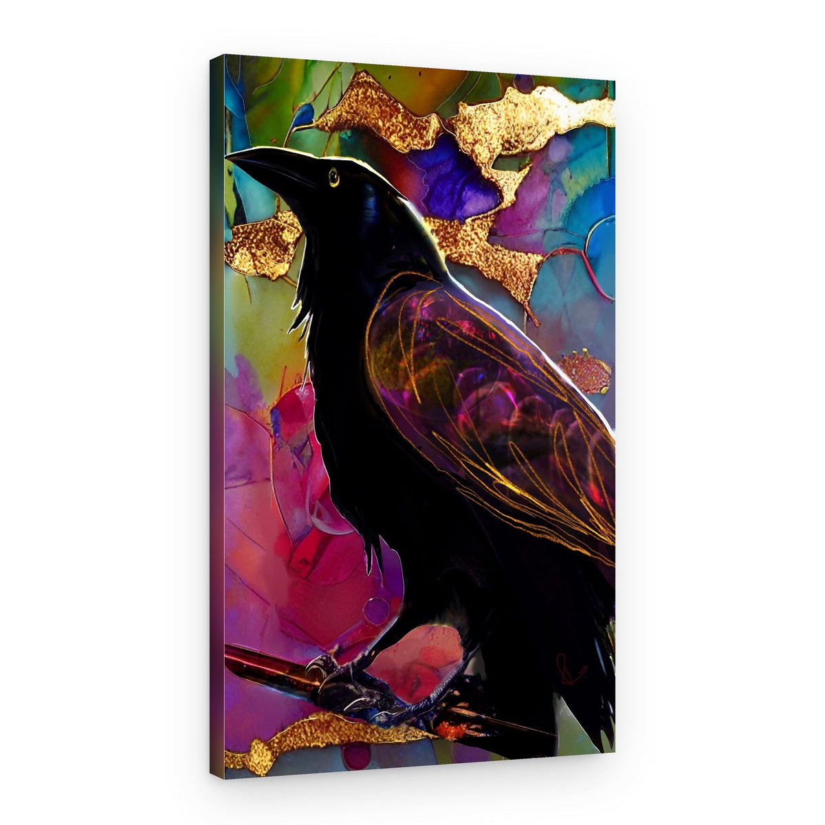 Raven with Pink and Gold – Canvas Print