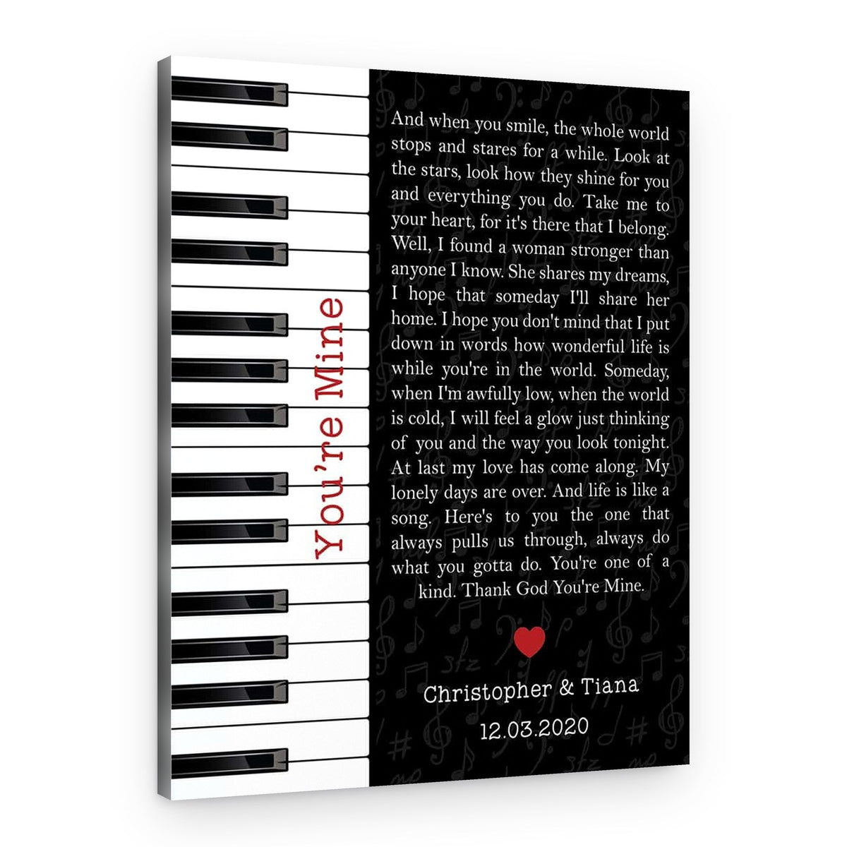 Piano Song Lyrics Custom Canvas Print – Canvas Print – Design A