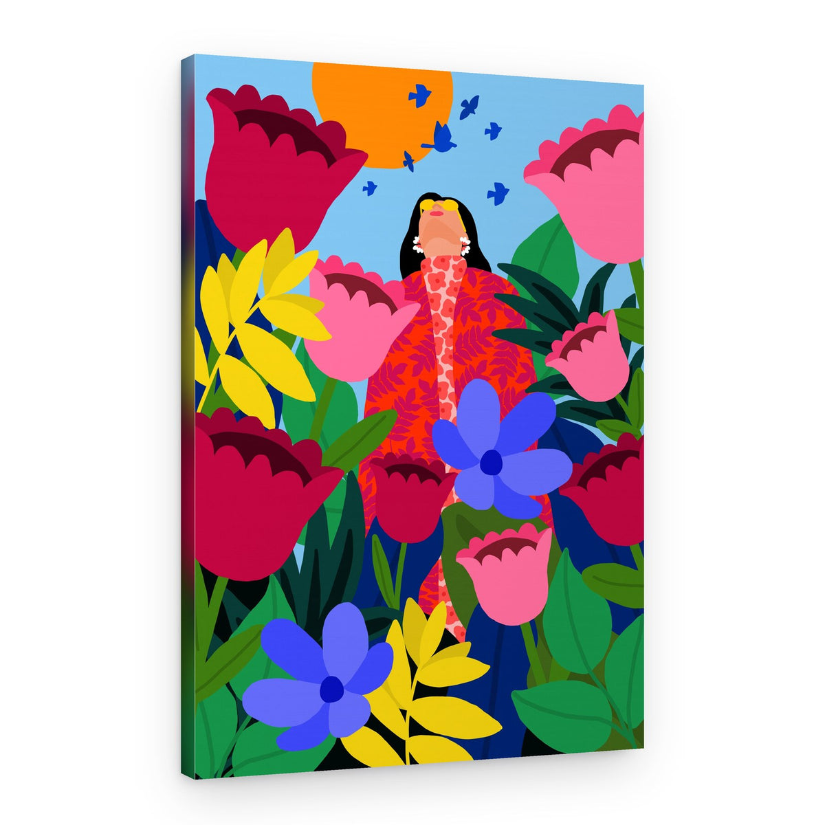 Woman in Flower Garden – Canvas Print