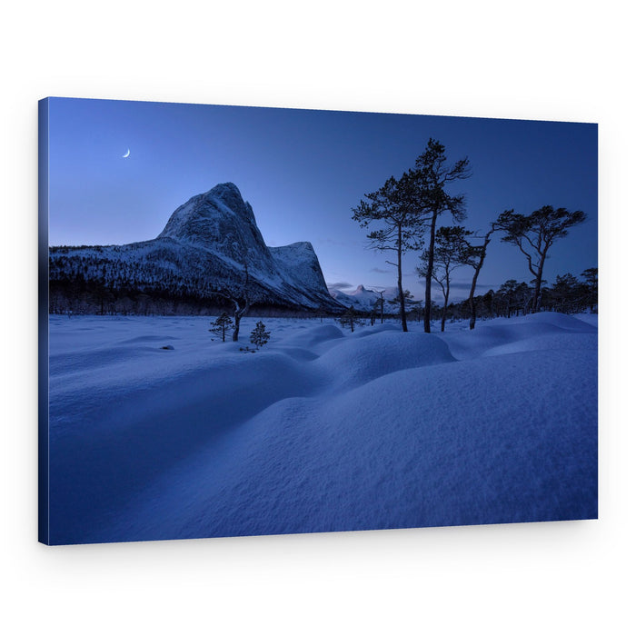 Serene Winter Mountain Moon – Canvas Print