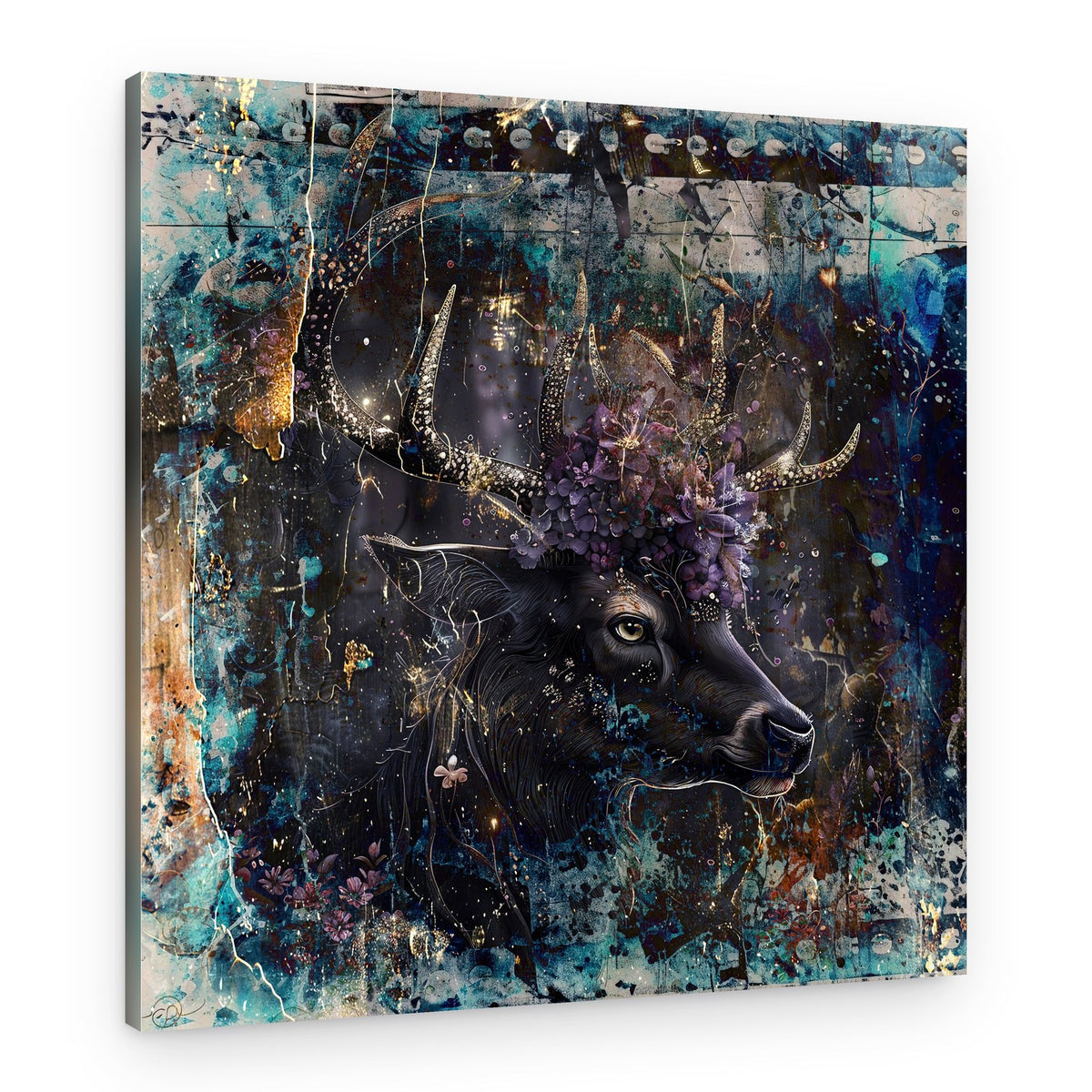 Floral Crown Stag – Canvas Print