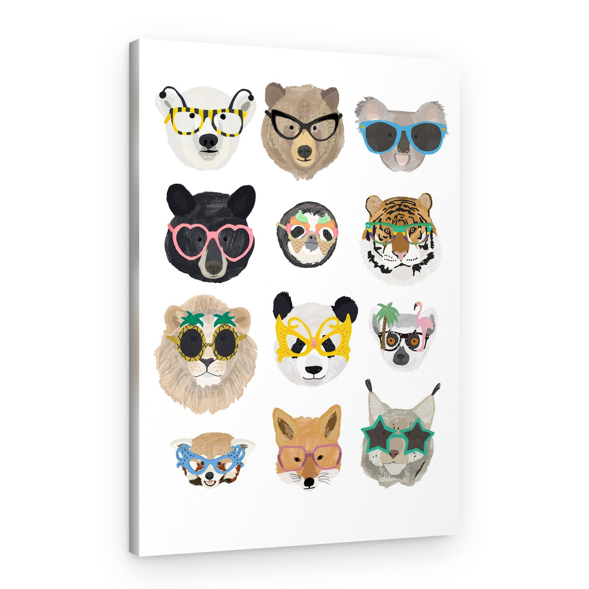Playful Animals with Glasses – Canvas Print