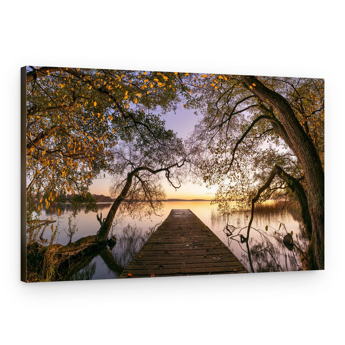 Golden Autumn Pier – Canvas Print