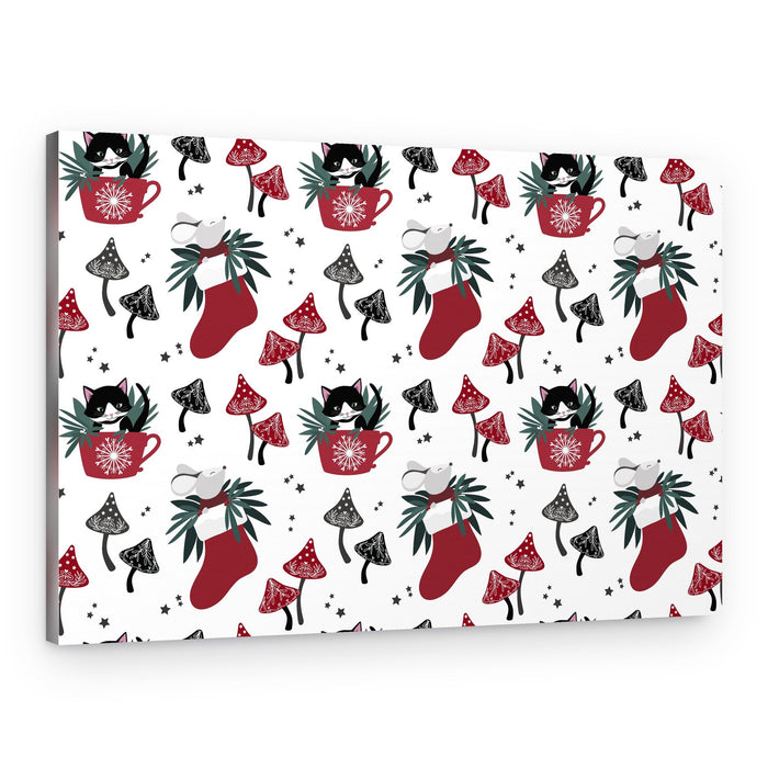 Whimsical Christmas Animals Pattern – Canvas Print